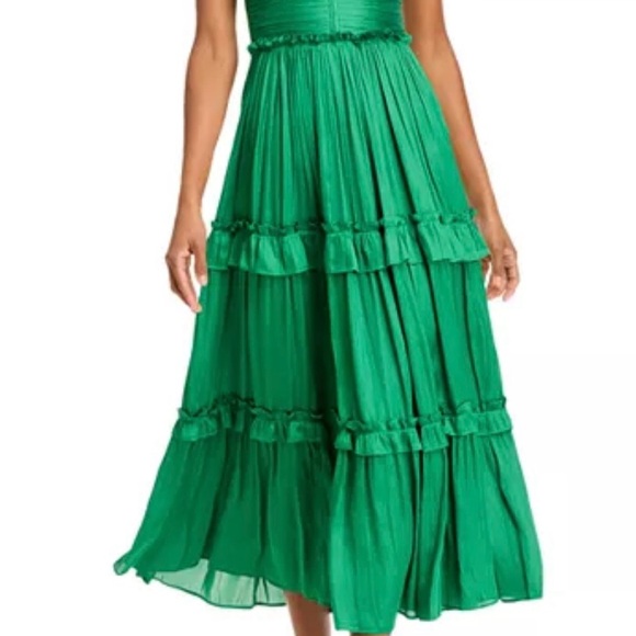 Aqua Ruched Ruffled Midi Dress - Picture 2 of 7